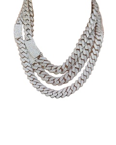 Collar de Cadena Cubana de Miami Chapado en Oro de 14K con Diamantes de Moissanita de Color VVS EF, Totalmente Engastado, Estilo Hip Hop Glamuroso - Product Image 1