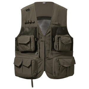 Chaleco de trabajo para hombre, para exteriores, ligero, transpirable, con cuello en V y bolsillos multifuncionales, en venta en línea. - Product Image 1