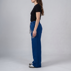 Pantalones de chándal anchos para mujer con pedrería, cintura con cordón, ajuste holgado, estilo invierno, pantalones de chándal anchos con pedrería para mujer - Product Image 2
