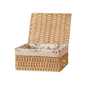 Handwoven Eco-Friendly Rattan Can <b>Basket</b> Holder for Beverage Storage Living Room Multifunction Organizer - Product Image 1