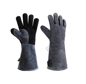 Heavy Duty Split Cowhide Leather Welding <b>Gloves</b> Heat Resistant <b>Long</b> Sleeve Industrial Safety Protective Work <b>Gloves</b> Grey Black - Product Image 5