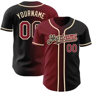 Maillots de baseball personnalisés en polyester de haute qualité, noirs et vert-bleu dégradé, authentiques et tendance - Product Image 1