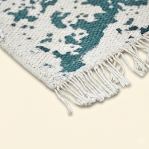 Aqua <b>Teal</b> Ivory Distressed Floral Wool <b>Rug</b> Handmade Non-Slip Eco-Friendly Thick Pile Area Carpet for Living Room Hotel Interior - Product Image 5