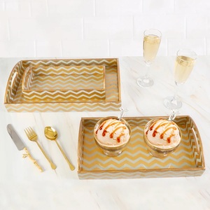 Assiettes décoratives modernes en bois de manguier, imprimées émail floral, faites à la main, pour servir des chips et du dip, vaisselle de cuisine, plateau à fruits - Product Image 2