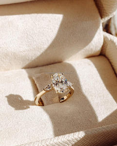 IGI/GIA Lab Grown Vintage 14k or blanc mariage/fiançailles unisexe bague coupe diamant anniversaire fête cadeau poire coupe ovale - Product Image 1