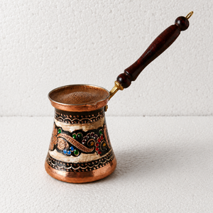 Handcrafted Pure Copper Turkish Coffee Pot Cezve Ibrik Wooden Handle <b>Arabic</b> Greek Coffee Maker Hammered Decorative <b>Tea</b> Pot 240ml - Product Image 5