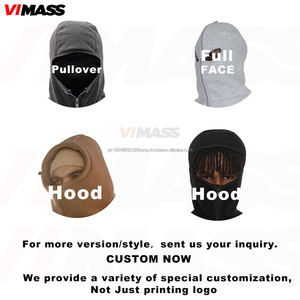 Sweat à capuche balaclava avec logo personnalisé brodé, fermeture éclair, double capuche, streetwear uni, unisexe, polaire lourd, respirant - Product Image 5