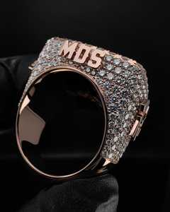 Hip Hop VVS Round Brilliant Cut Moissanite Diamond Personalized <b>Ring</b> <b>Iced</b> Out Jewelry 925 Silver For Bling Men's Wear <b>Ring</b> - Product Image 4