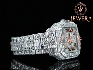 Reloj Mossinate de Acero Inoxidable de Alta Calidad con Esfera de Cristal Plateada, Diamantes Brillantes, Diseño Elegante y Atemporal para Hombre y Mujer - Product Image 3