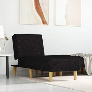 Chaise longue en polyester noir taille unique avec plateau en contreplaqué, élégante et confortable pour la détente - Product Image 1