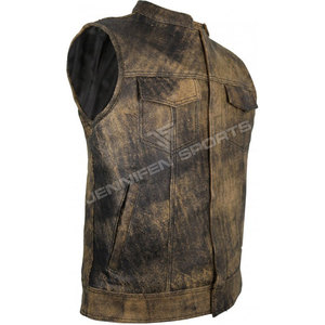 Men's Plus Size Vintage Style Motorcycle Racing Jacket New Breathable and Windproof Leather Riding <b>Vest</b> - Product Image 2