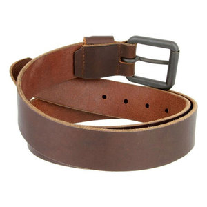 Cinturón Casual de Cuero Genuino con Hebilla de Hierro, Cinturón de Hombre de Cuero Vacuno Marrón Sólido y Duradero - Product Image 4