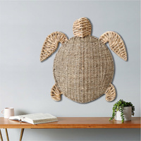 Décoration murale en macramé tressé à la main en laiton et céramique, motif homard, style moderne, printanier, côtier, bohème, nautique, artisanat métallique
