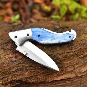 Couteaux de camping pliants de poche haut de gamme faits à la main en acier à haute teneur en carbone, personnalisables, avec manche en bois/cor et étui personnalisé avec logo - Product Image 4