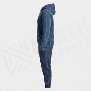 Ensembles de jogging deux pièces vintage en coton avec logo personnalisé, survêtement délavé à l'acide, streetwear, vêtements de sport et de fitness haut de gamme - Product Image 3