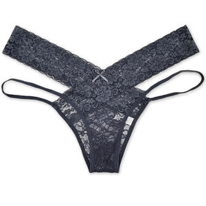 String en dentelle bleue pour femme, semi-transparent, avec motif décoratif - Product Image 3