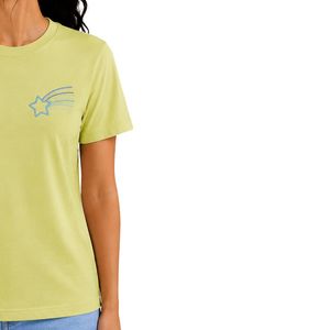 เสื้อยืดผู้หญิงสีเขียวมะนาวแบบกำหนดเองพร้อมลายกราฟิกดาว พิมพ์ลายแขนสั้น คอกลม เสื้อลำลอง ผ้าเนื้อนุ่ม แฟชั่นฤดูร้อน - Product Image 2