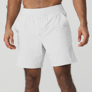 Pantalones Cortos Deportivos de Cintura Alta para Hombre con Bolsillos, de Secado Rápido, Tejidos, para Fitness, Running y Entrenamiento, Color Negro Sólido - Product Image 4