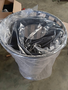Outdoor Metal Waste <b>Bin</b> Cylindrical With <b>Lid</b> Classic Style Indoor Outdoor Use Black Color Rustproof Slatted Garbage Pail - Product Image 2