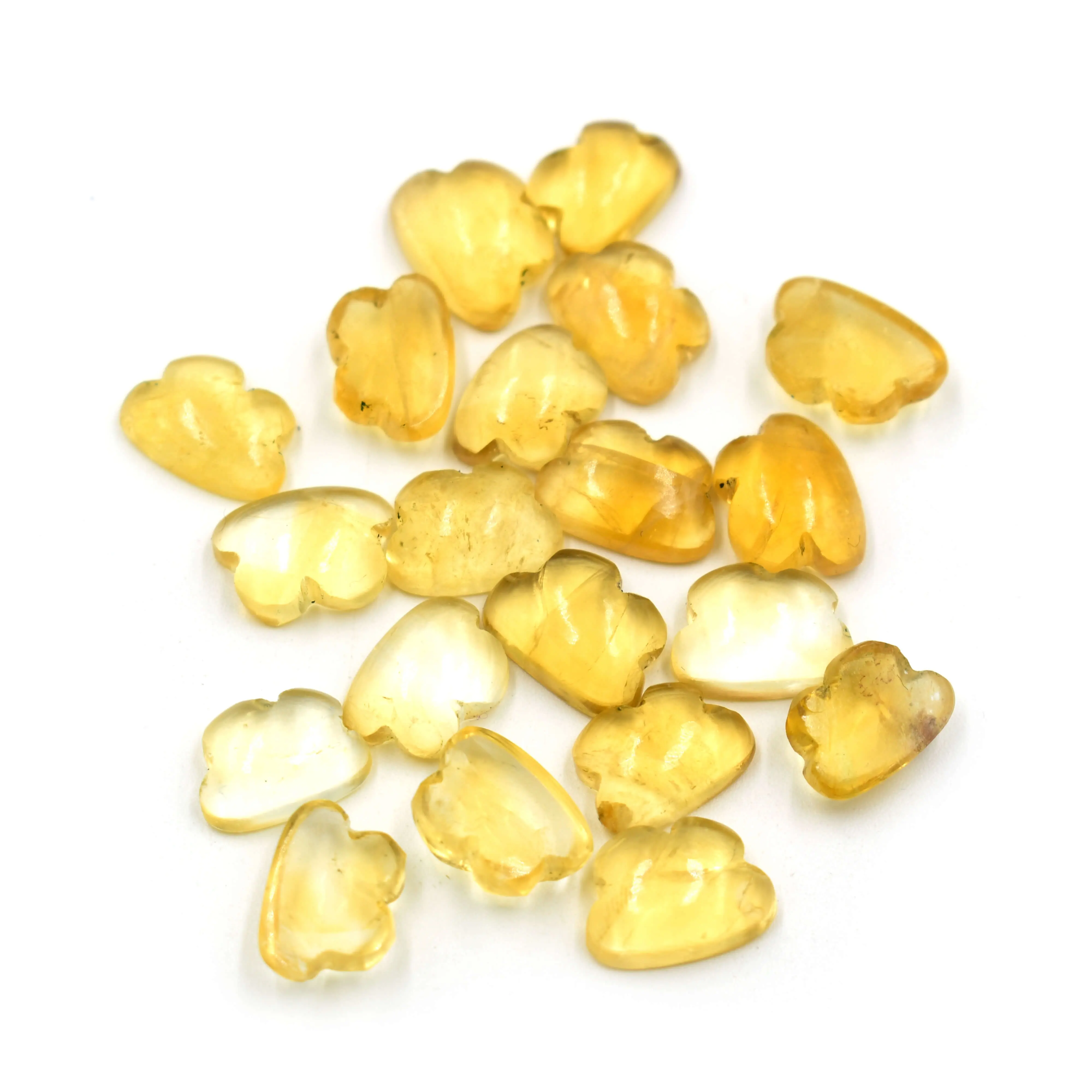Yellow Color Citrine Cabochons Carved Cloud Shape Stone for Making Jewellery, Flat Back Cabochons Stone