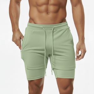 Hot Sale Double Deck 2 In1 Quick Dry Casual Mid Waist Gym <b>Tight</b> Training Running Shorts Pants Men Fitness Welcome Customs - Product Image 5