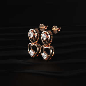 Round Cut Moissanite Heart Drop Earrings 2.40 TCW Colorless VVS 14K Gold 0.60 Carat Dangle <b>Screw</b> Back Handmade Romantic Jewelry - Product Image 3