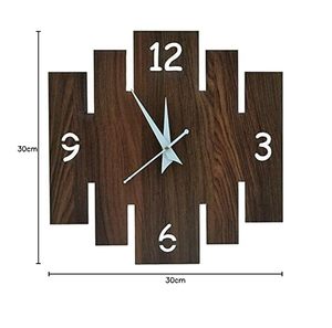 Black <b>Wooden</b> Silent Quartz Analog Needle <b>Wall</b> <b>Clock</b> with Round Face for Luxury Home Decor Living Room - Product Image 2