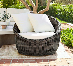 Black Rattan <b>Lounge</b> <b>Chair</b> With Cushions Elegant Woven Accent <b>Chair</b> Modern Boho Indoor Outdoor Seating Furniture OEM ODM - Product Image 5