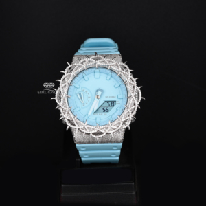 Luxury Iced Out Moissanite Diamond Watch Ice Blue Dial Silicon Strap Waterproof Sport Hip Hop Mens Custom Everyday WristWatch - Product Image 1