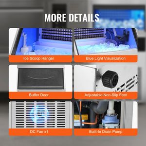 Macchina per gelato con Display digitale a LED da 450 libbre/24 ore commerciale 160 cubetti di ghiaccio 12-15 minuti armadietto indipendente 130lbs - Product Image 6