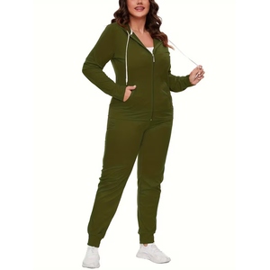 Best Quality Custom Logo Women Zipper Tracksuit Plain Jogging Sweat Suit 2 Piece Cotton Fleece Winter Casual Wear Cotton - Product Image 3