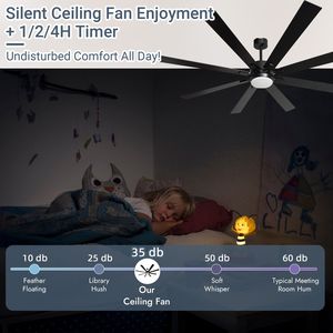 Ventilatore da Soffitto LED Industriale Smart da 72 Pollici con Telecomando Tramite WIFI Alexa, 8 Pale in Compensato Nero, Grande Ventilatore da Soffitto LED - Product Image 6