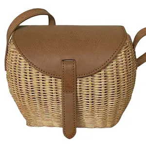 Best Selling 2024 Leather Strap With Rattan Bag Designer Bags Handmade From Best Supplier In Vietnam