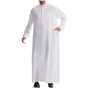 Jubbah Thobe Musulmán al por Mayor de Fábrica 2026, Thobes Islámicos de Manga Larga para Hombre, Thobe Bordado para Hombre, Jubba Masculina - Product Image 6