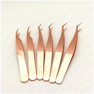 Pince à épiler de précision Zullo Rose Gold pour extensions de cils, en acier inoxydable, couleur personnalisée, outil pour cils avec logo, pour cils volumineux - Product Image 5