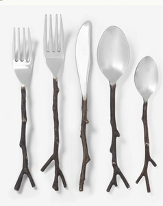 Golden Flatware Set With <b>Twisted</b> Handle High Mirror Polish Metal Dinnerware Wedding Tableware Modern Luxury Design - Product Image 4