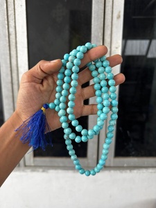 Turquoise Gemstone Mala Beads 108 Count Circle Shape Religious Meditation Jewelry Handmade Beading <b>Craft</b> Blue <b>Tassel</b> - Product Image 4