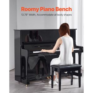 Panca per pianoforte con cuscino imbottito ad alta densità 22" x 13.78" x 19", sedia per pianoforte con scomparto portaoggetti regolabile per spartiti musicali - Product Image 2
