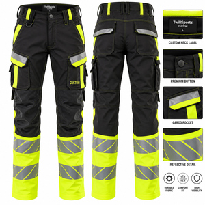 Hi-Visibility Reflective Stripes Breathable <b>Waterproof</b> Safety <b>Work</b> <b>Trousers</b> Construction Protective Workwear - Product Image 1