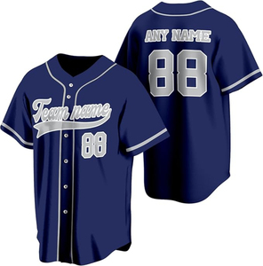 Maillot de baseball court coupe classique léger et respirant UPF 50+ anti-UV grande taille 100 % polyester personnalisable avec numéro d'équipe - Product Image 2