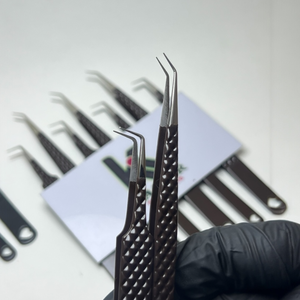 Juego de Pinzas de Alta Precisión con Punta de Fibra para Extensión de Pestañas Marrones, Cierre Perfecto a 90 Grados, Herramientas de Aislamiento Recto para Mega Volumen - Product Image 2