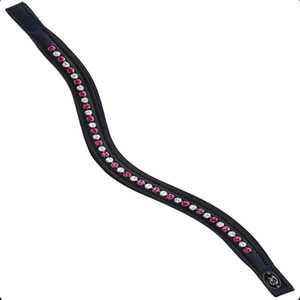 Diadema para Caballo de Cuero Genuino con Cristales Negros Curvos de Alta Calidad, Diamantes de Imitación y Decoración de Diamantes G.K. - Product Image 5