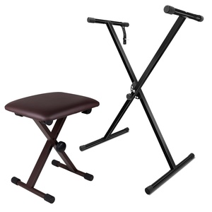 Adjustable Foldable Metal <b>Keyboard</b> <b>Stand</b> <b>with</b> Padded Piano Bench Combo 5-Core Musician Chair Set - Product Image 1