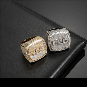 Cushion Shape Moissanite Diamond Letter <b>Ring</b> 925 Silver Iced Out Custom Name Hip Hop <b>Statement</b> <b>Ring</b> - Product Image 1