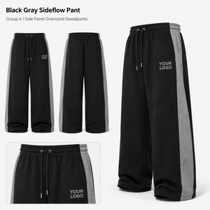 Pantalon de survêtement large personnalisé pour homme, avec bande latérale multicolore, joggers pour homme, taille élastique avec cordon de serrage, en molleton de coton - Product Image 3