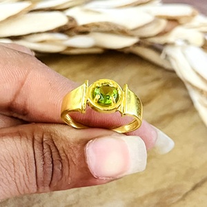 New Arrival Boho Peridot <b>Ring</b> Minimalist Brass Gemstone Women 18k Gold Plated <b>Dainty</b> Statement Band <b>Ring</b> for Wholesale/OEM/ODM - Product Image 2
