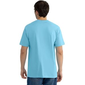T-shirt décontracté bleu ciel pour homme, col rond, manches courtes, en coton doux, coupe ample, léger et respirant, idéal pour l'été et le streetwear - Product Image 2
