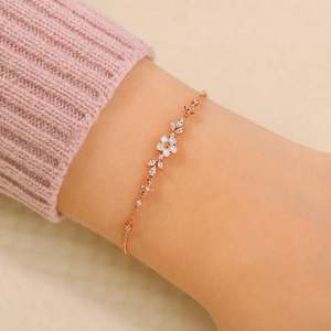 Hallmark Silver Floral Zircon Rose Gold Plated Fashion Bracelet - Product Image 1