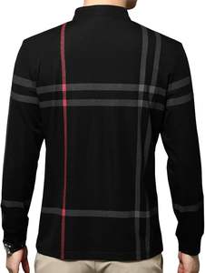 Chemise polo à manches longues rayée décontractée pour homme - Product Image 3