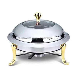 Used Food Stainless Steel Chaffing Dishes Round <b>Buffet</b> Food <b>Server</b> Custom Steel Chaffing Dishes Best Premium Quality From India - Product Image 1
